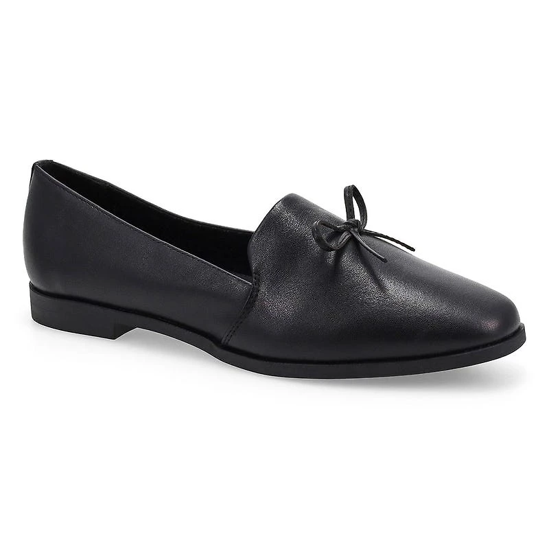 Women's Peyton Bow Leather Slip-On Flat - Black