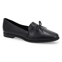 Women's Peyton Bow Leather Slip-On Flat - Black