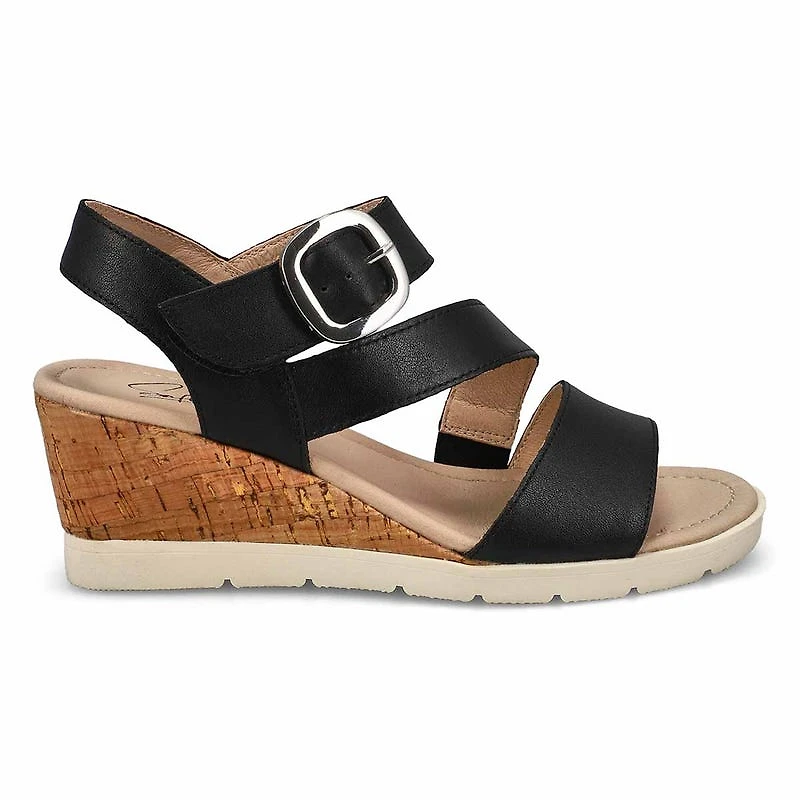 Women's Princess 01 Leather Wedge Sandal - Black