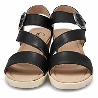 Women's Princess 01 Leather Wedge Sandal - Black