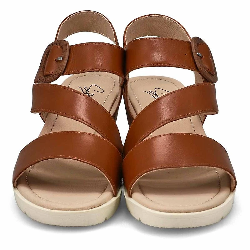 Sandale compense en cuir PRINCESS 01, noir, femme