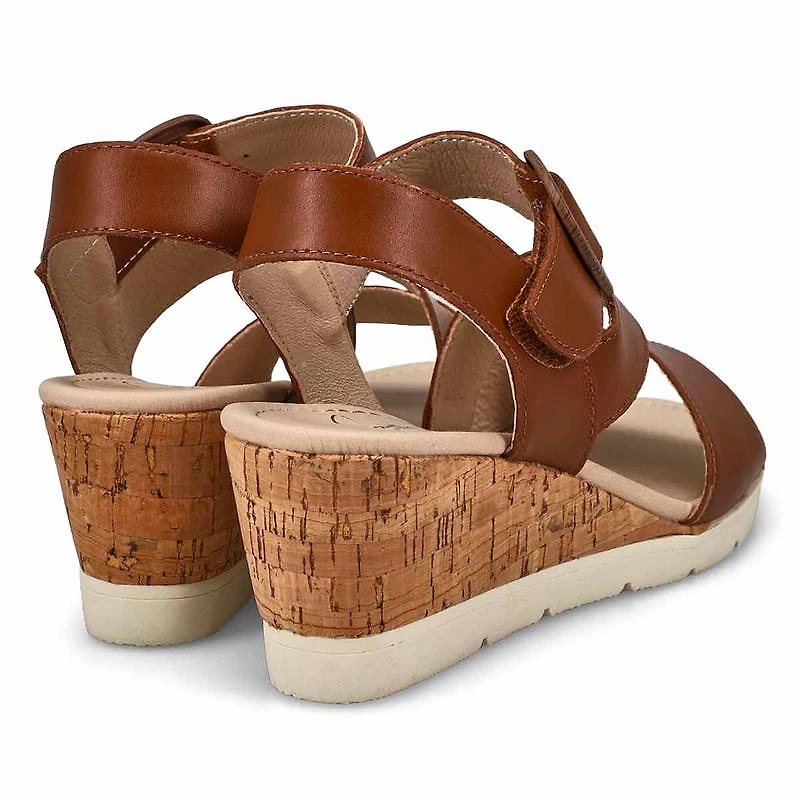 Sandale compense en cuir PRINCESS 01, noir, femme