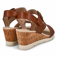 Sandale compense en cuir PRINCESS 01, noir, femme