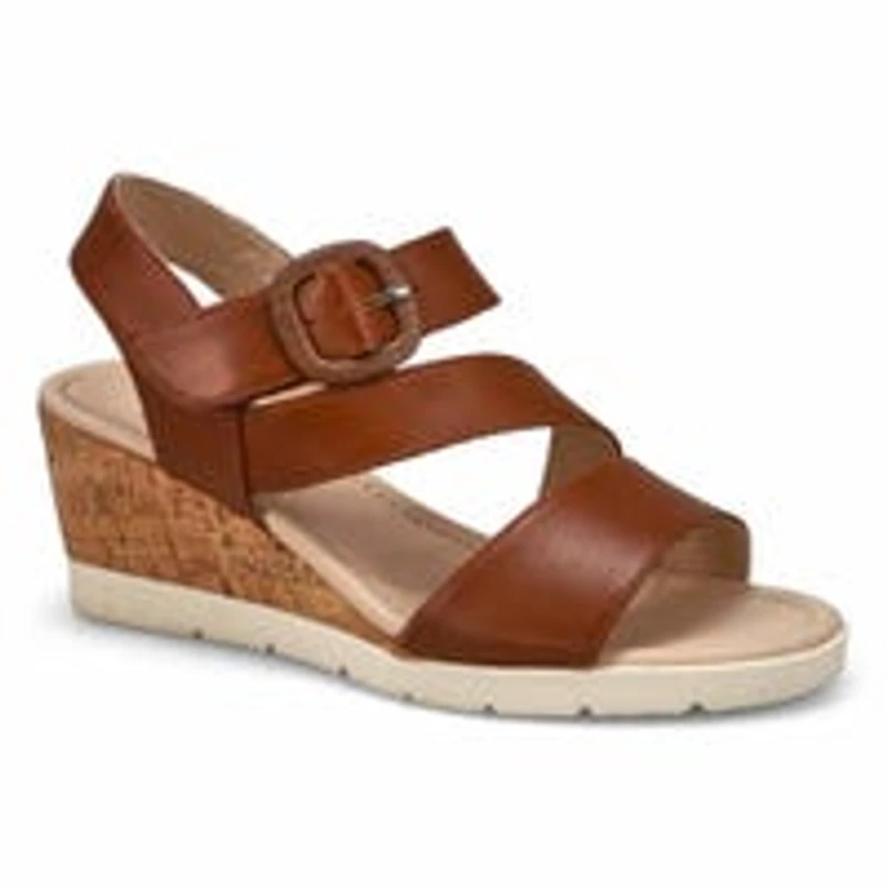 Sandale compense en cuir PRINCESS 01, noir, femme