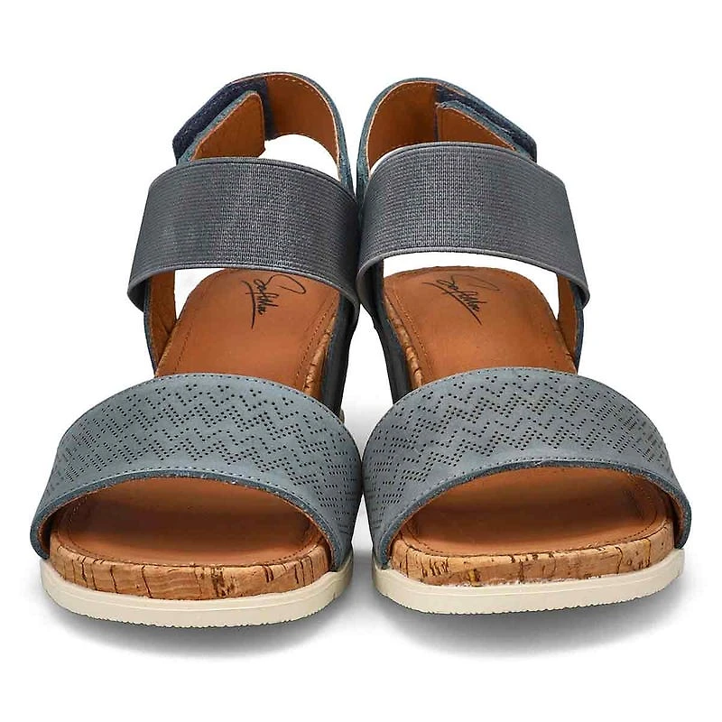 Sandale compense en cuir QUEEN 01, noir, femmes