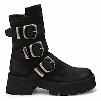 Women's  Roland Leather Combat Boot - Black