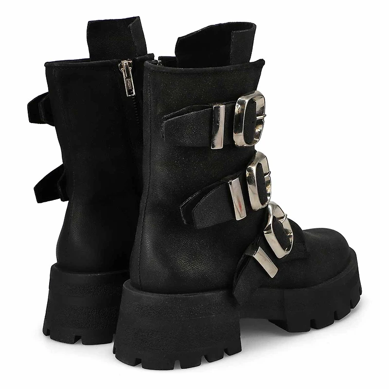 Women's  Roland Leather Combat Boot - Black