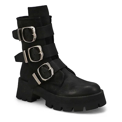Women's  Roland Leather Combat Boot - Black