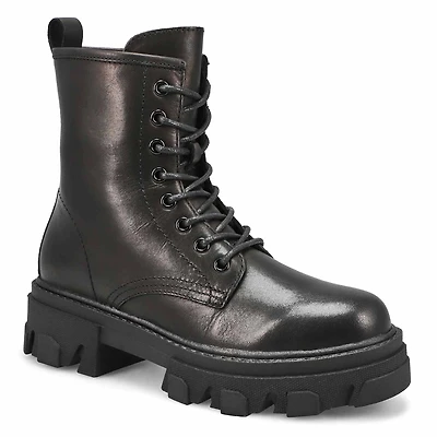 Botte  plateforme en cuir  lacets ROXANNE, noir,