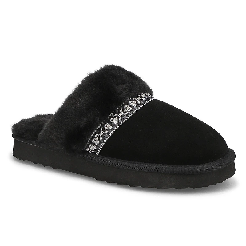 Women's Runabout Open Back Suede Slipper - Black