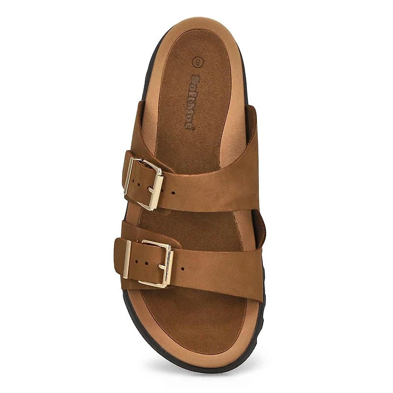 Women's Sadie Double Buckle Nubuck Sandal- Dark La