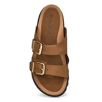 Women's Sadie Double Buckle Nubuck Sandal- Dark La