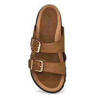 Women's Sadie Double Buckle Nubuck Sandal- Dark La