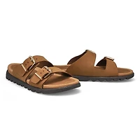 Women's Sadie Double Buckle Nubuck Sandal- Dark La