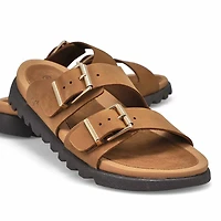 Women's Sadie Double Buckle Nubuck Sandal- Dark La