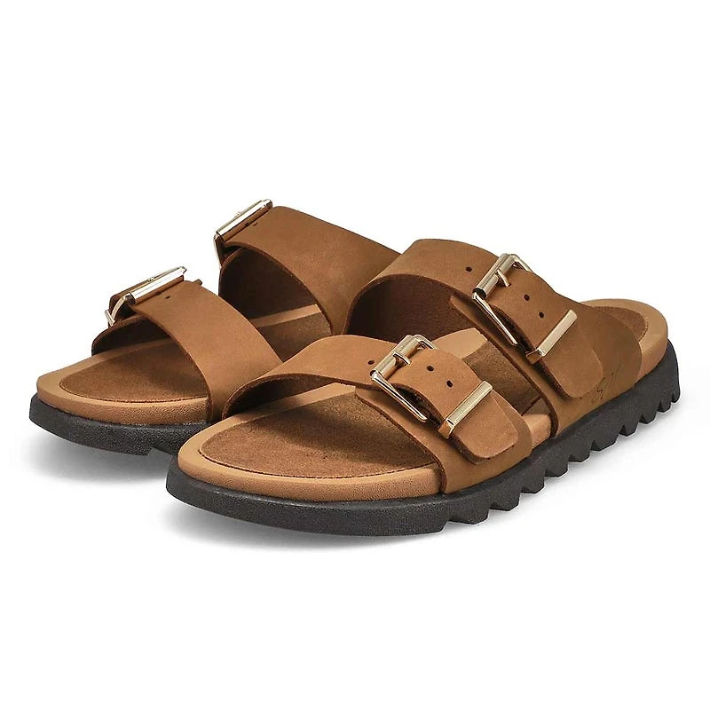Women's Sadie Double Buckle Nubuck Sandal- Dark La