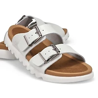 Sandale en cuir lisse  2 boucles SADIE, brun, fem