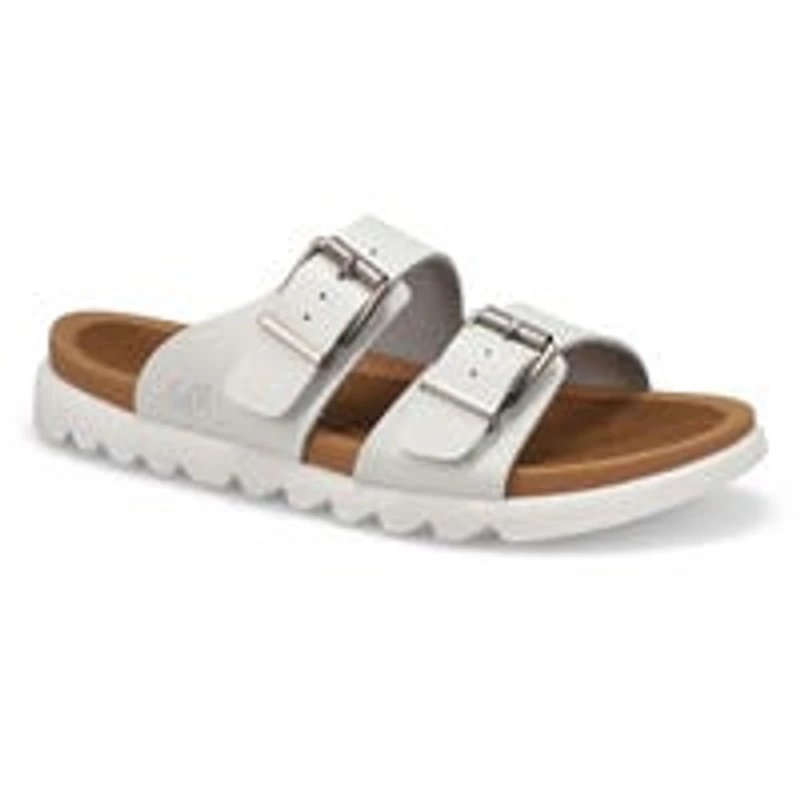 Sandale en cuir lisse  2 boucles SADIE, brun, fem
