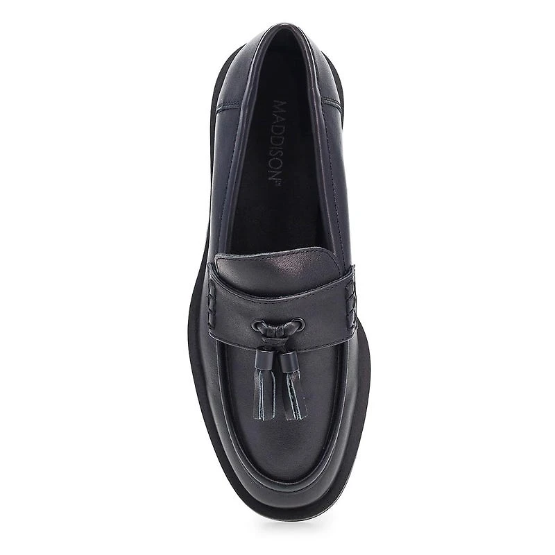 Women's Tory Tassel Leather Slip On Loafer - Black