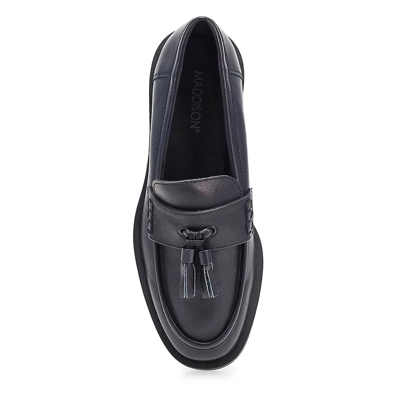 Women's Tory Tassel Leather Slip On Loafer - Black