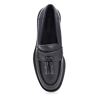 Women's Tory Tassel Leather Slip On Loafer - Black