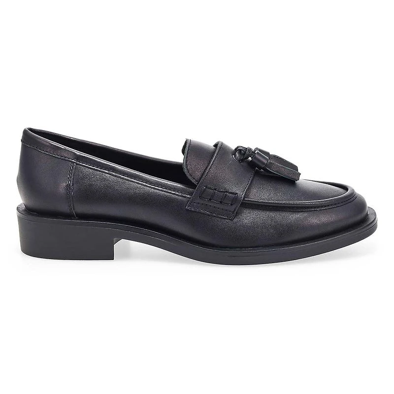 Women's Tory Tassel Leather Slip On Loafer - Black