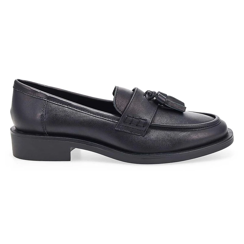 Women's Tory Tassel Leather Slip On Loafer - Black