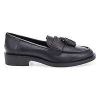Women's Tory Tassel Leather Slip On Loafer - Black