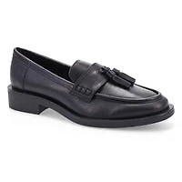 Women's Tory Tassel Leather Slip On Loafer - Black