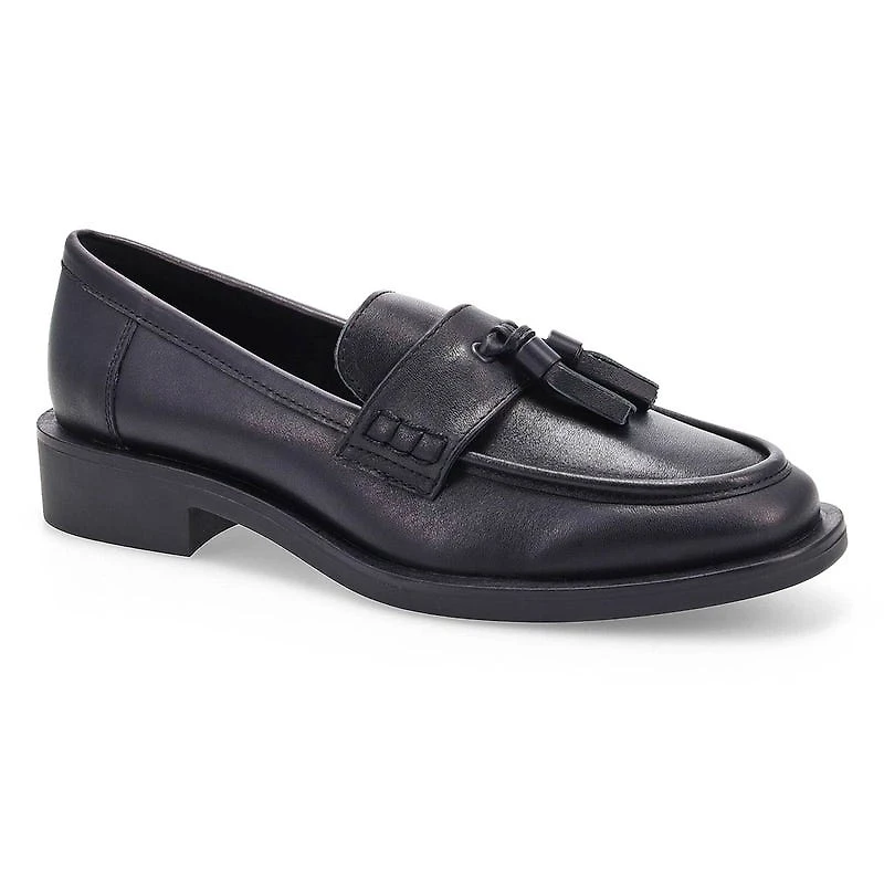 Women's Tory Tassel Leather Slip On Loafer - Black