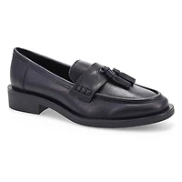 Women's Tory Tassel Leather Slip On Loafer - Black