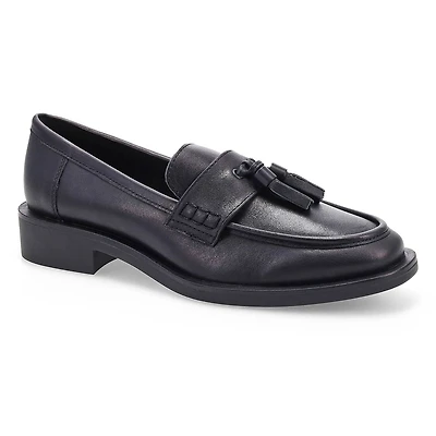 Women's Tory Tassel Leather Slip On Loafer - Black