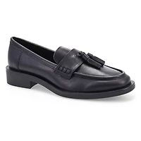 Women's Tory Tassel Leather Slip On Loafer - Black