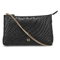 Women's Essential Woven Pouch Wristlet - Black Wov
