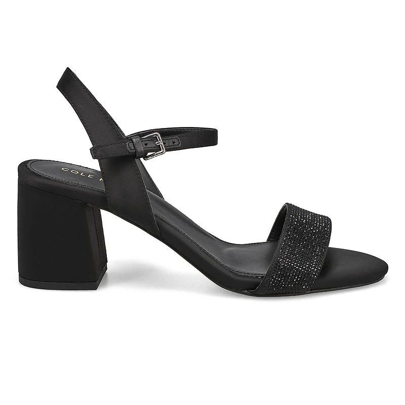 Women's Josie Heeled Dress Sandal - Black Satin/Cr