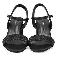 Women's Josie Heeled Dress Sandal - Black Satin/Cr
