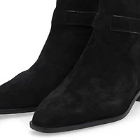 Women's  Norella Buckle Suede Ankle Boot - Black