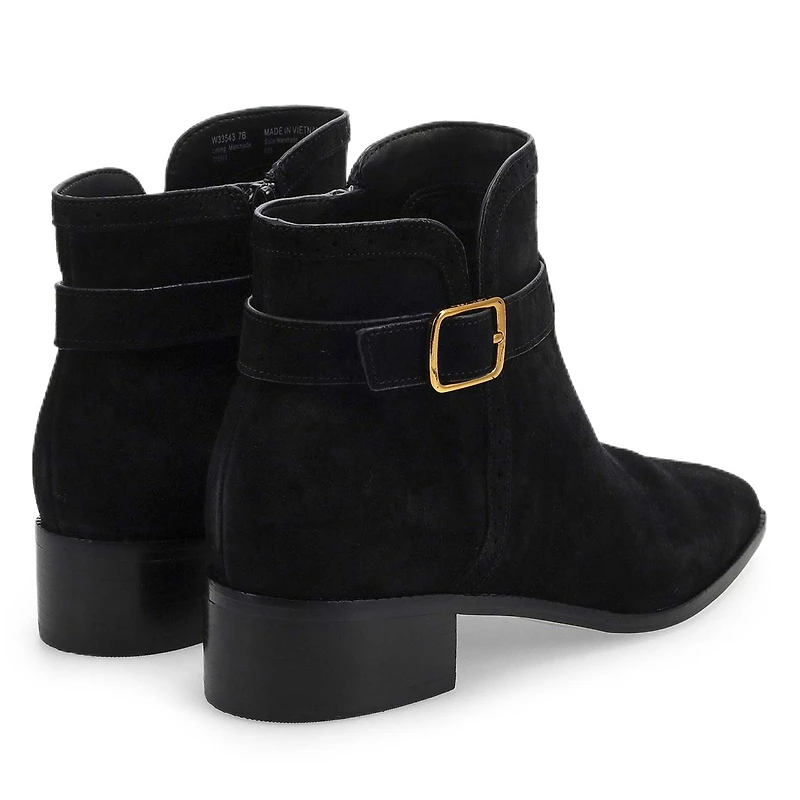 Women's  Norella Buckle Suede Ankle Boot - Black