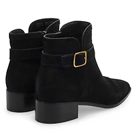 Women's  Norella Buckle Suede Ankle Boot - Black