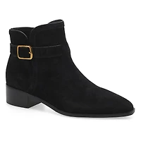 Women's  Norella Buckle Suede Ankle Boot - Black