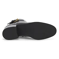 Women's Hanover Buckle Leather Ankle Boot - Black