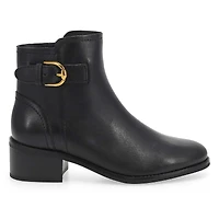 Women's Hanover Buckle Leather Ankle Boot - Black