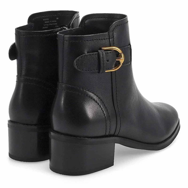Women's Hanover Buckle Leather Ankle Boot - Black