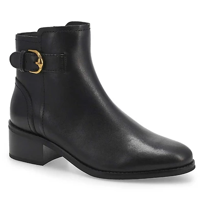 Women's Hanover Buckle Leather Ankle Boot - Black