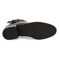 Women's Hanover Buckle Leather Ankle Boot - Black