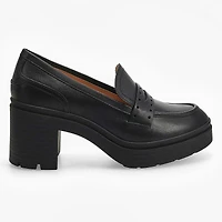 Women's  Pacy Heeled Penny Loafer - Black