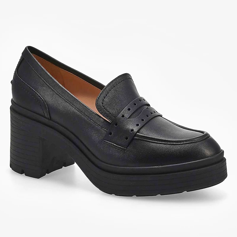 Women's Pacy Heeled Penny Loafer - Black