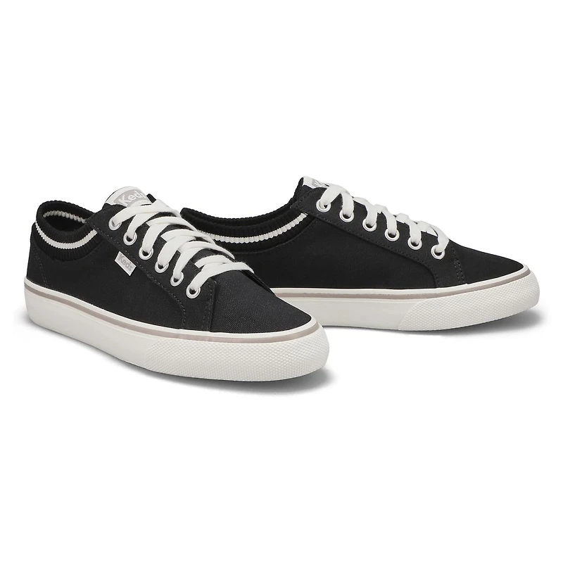 Women's Jump Kick Rib Knit Collar Sneaker - Black