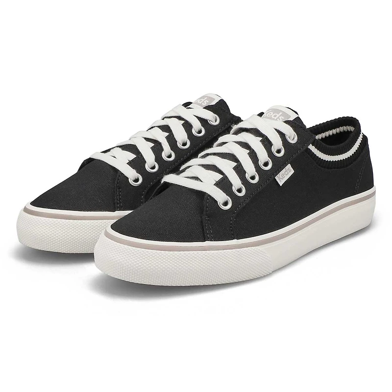 Women's Jump Kick Rib Knit Collar Sneaker - Black