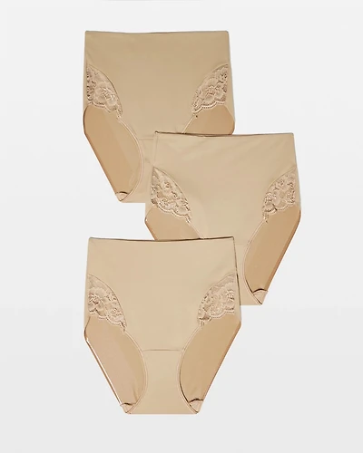 Tummy High-Waist Brief Panty with Lace 3 Pack